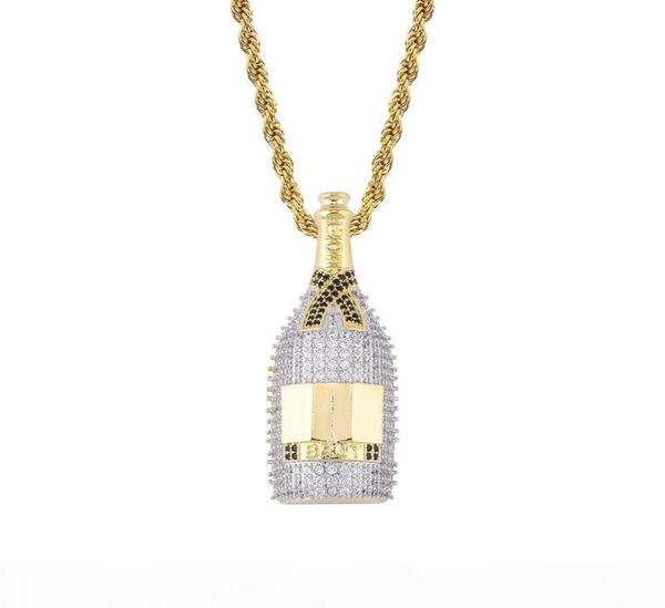 

wine bottle pendants necklace hip hop paved cubic zirconia bling iced out pendants necklace new 9053084, Silver
