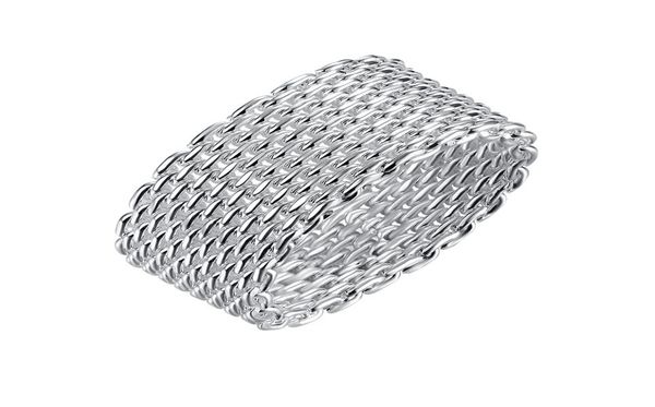 

stylish band rings silver plated round braided pattern s925 silver flat ring trendy generous designed jewelry female party gifts p7436682