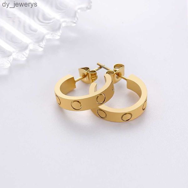 

high edition ear cuff charms love earrings for women girls ladies stud piercing jewelry engraved titanium steel gift designer jewelry, Golden;silver