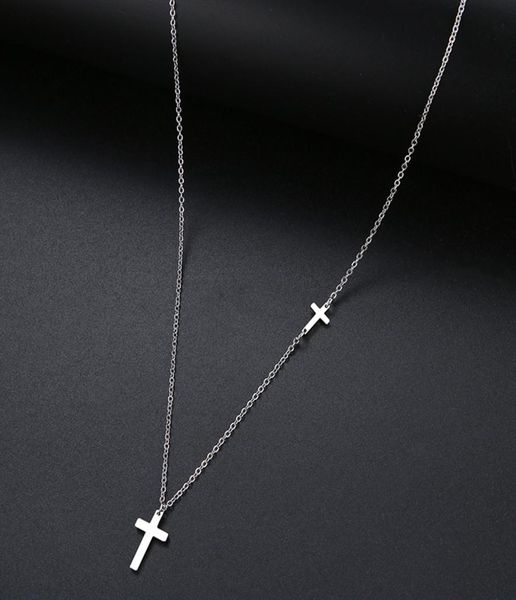 

genuine women shiny cross 8 character pendant necklace stainless steel gold and silver color jewelry gift women for women1048914