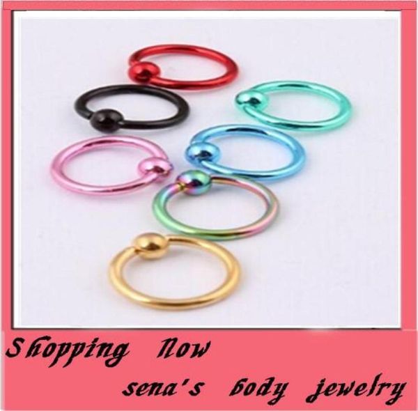 

body piercing jewelry steel 14 gauge titanium anodized captive ring bcr mixed colors9456080, Silver