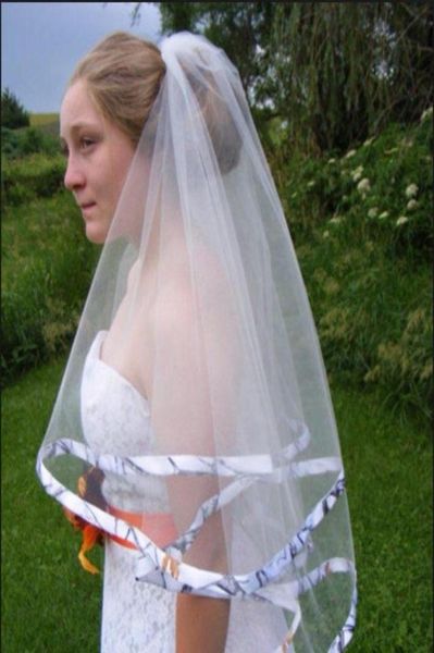 

white satin custom camo satin edge veil elbow customized with comb real tree beautiful camouflage for wedding accessories vei1645583, Black