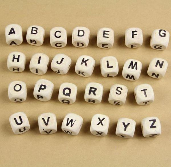 

2017 mix letter wood beads diy 100pcslot alphabet square cube letter wood beads fit diy pacifier clip natural wooden beads retail7266696, Black