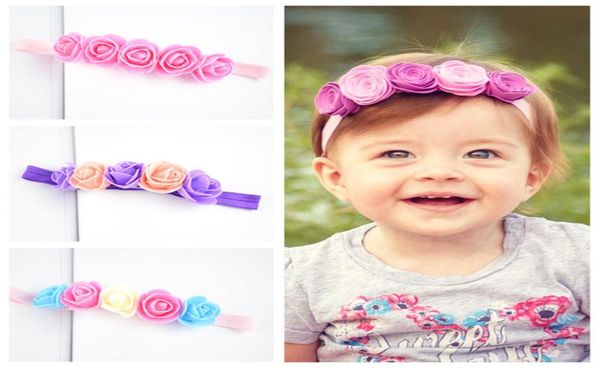 

22 colors hair accessory band baby headband little girl diy five rose hairbands garland flower grosgrain boutique for party8520428, Slivery;white