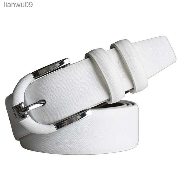 

promotion new arrival genuine leather belt women white with casual pin buckles designer belts men l230704, Black;brown