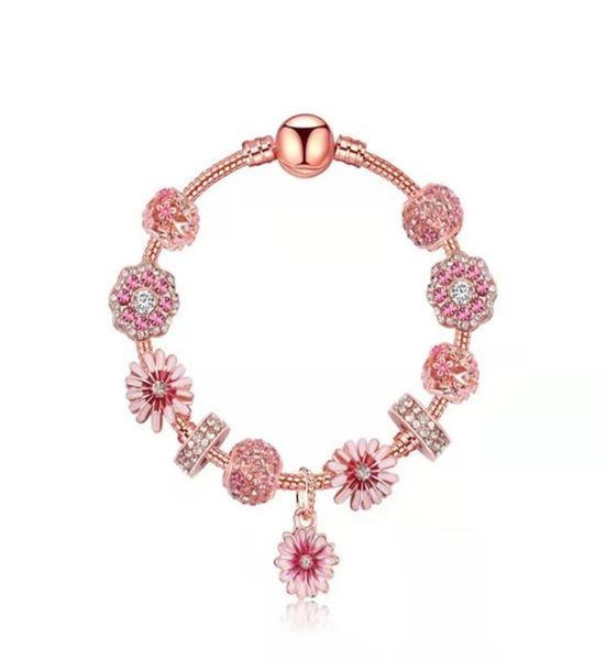 

little daisy charm bracelets rose gold charms beads for girl gift chain diy jewelry accessories valentine bracelets8378731, Golden;silver