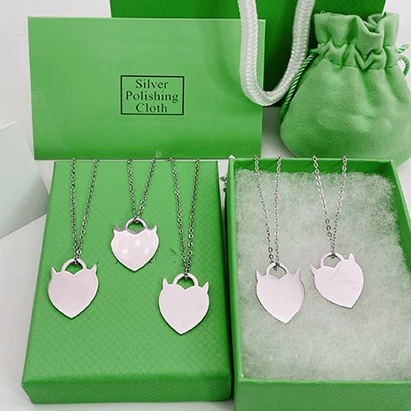 

luxury designer new 19mm heart necklace women stainless steel 19mm couple pendant jewelry on the neck valentine day gift for girlfriend acce, Silver