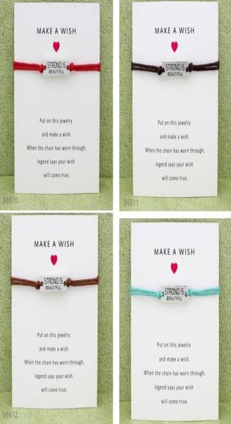 

new strong is beautiful charm wish bracelets gift card girls friendship infinity adjustable wrap bangle women inspirational jewelr2241096, Golden;silver