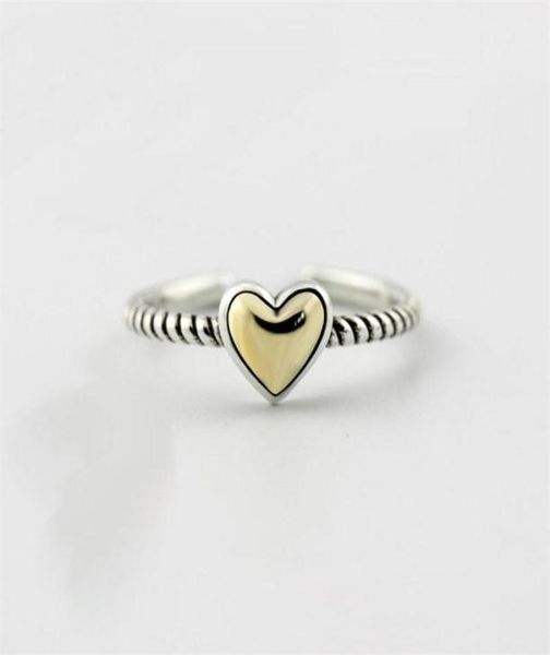 

original 925 sterling silver open rings for women love heart gold tone metal adjustable finger ring fine jewelry ymr223302z8474194