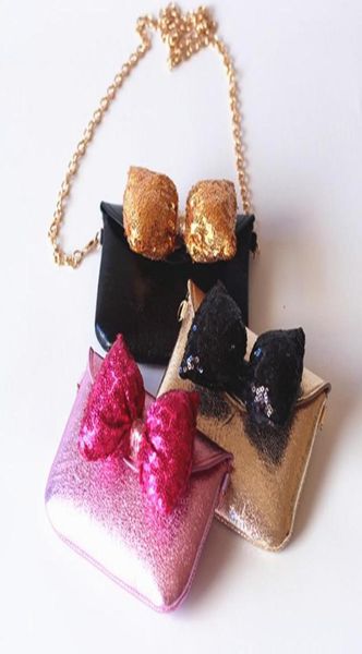 

2017 new princess girls bags chain bag sequins bowknot girl mini bag fashion children shoulder bags cute coin purse messenger bag 6799802, Black