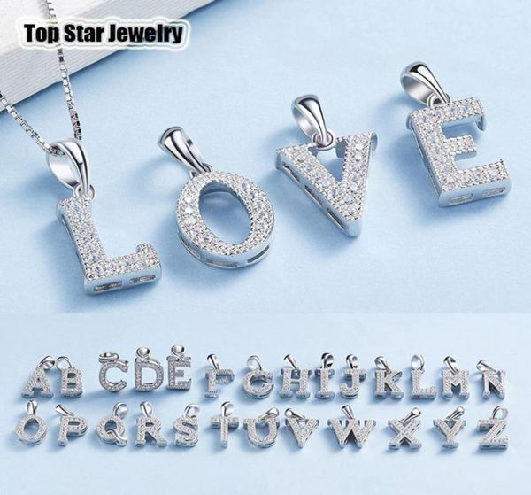 

fashion s925 silver jewelry solid microinserts cz diy az 26 english letters name pendants necklace for women men family lovers g2172761