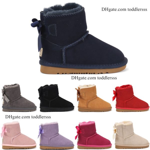 

kids mini bow toddler boots australie girls ugglies booties children designer classic winter snow boot baby kid youth ug sneakers bailey aus, Black;grey