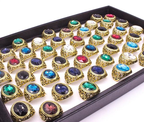 

12 pieceslot new fashion hollow out elegant vintage ring for men and women shining acrylic rings whole5952340, Silver