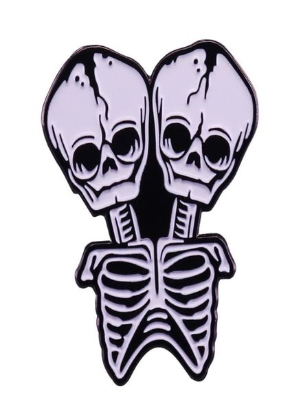 

doubleheaded skeleton pin black white gothic art accessory s10004464067, Blue