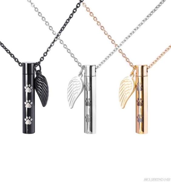 

pendant necklaces stainless steel cylinder cremation urn necklace for ashes memorial keepsake with sealing rubber ring jy12 21 dro8028253, Silver