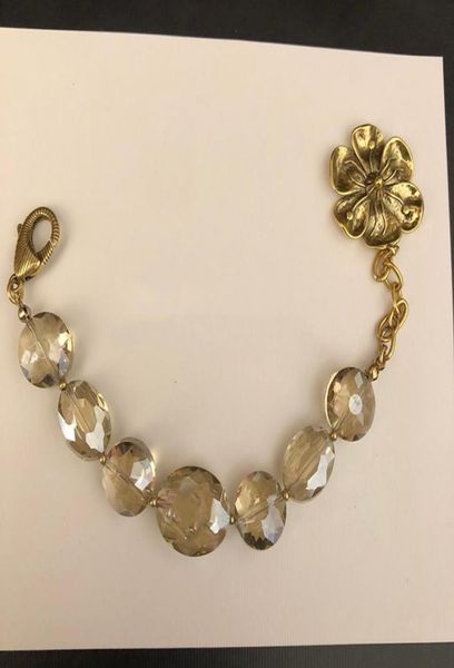 

classic retro crystal tennis bracelets for women fashion simple flower pendant bracelet letter printed adjustable bangle chain6734951, Golden;silver