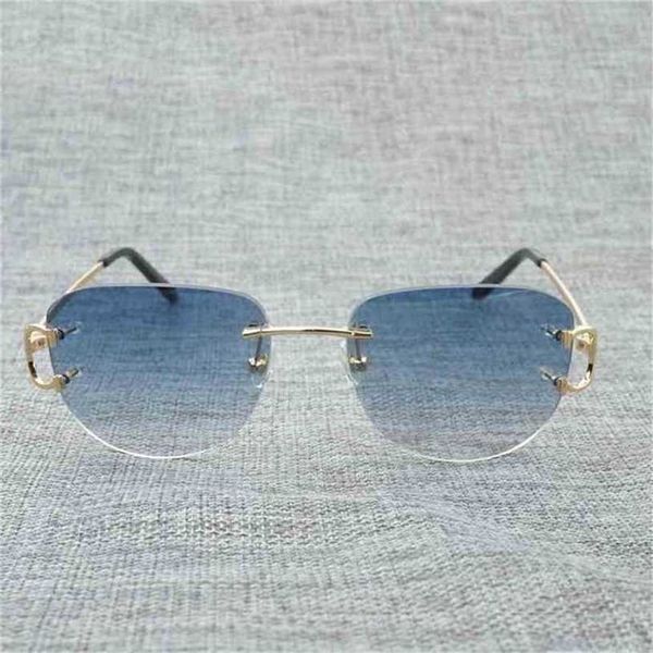 

30% off sunglasses 2023 vintage rimless wire eyewear women for summer luxury eyeglasses men glasses frame oculos de sol las gafaskajia new, White;black