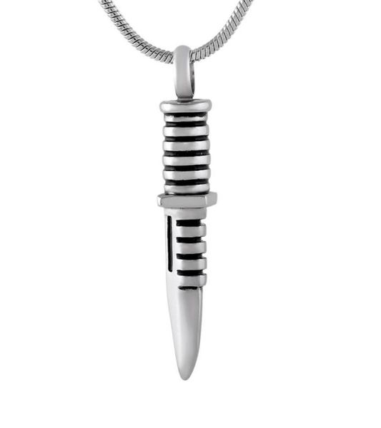 

ijd9792 knife keepsake necklace stainless steel funeral pendant necklace ashes urn stash memory necklace3536938, Silver
