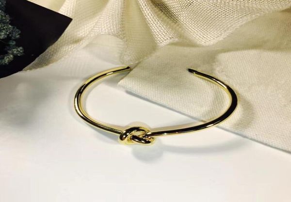 

stainless steel knotted bracelet men and women friendship bracelet silver rose gold open c shaped bracelet jewelry luxury designer1814342, Black