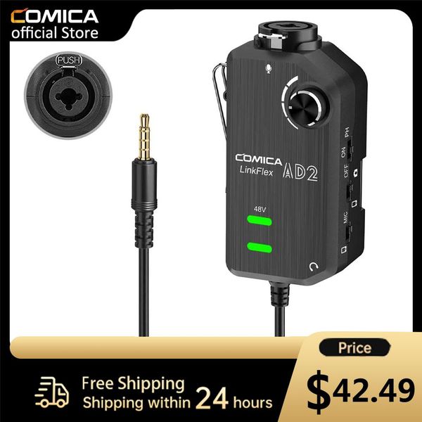 

dresses comica linkflex ad2 xlr/ 6.35mm audio preamp adapter with 48v phantom power guitar interface microphone preamp for dslr cameras, Black;gray