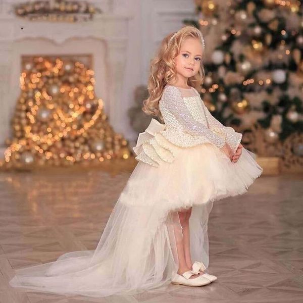 

girl's dresses puffy sequin mesh ball gown girl party dresses kids layers flower girl dresses glitter bow knot princess dress year birt, Red;yellow