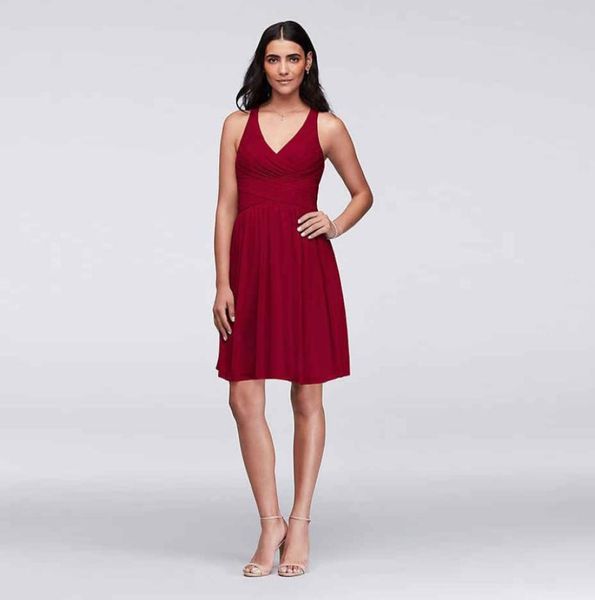 

short bridesmaid dress with crisscross back w11480 vneck chiffon wedding party gowns graduacion vestidos de gala 20214136783, White;pink