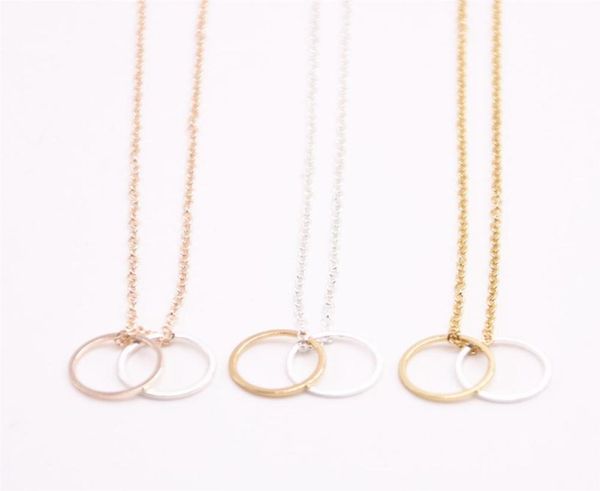 

2018 geometric figure pendant necklace two hollow out circle plated necklace the gift to women2812148, Silver