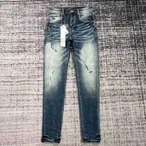 

designer jean denim long pant men streetwear retro fashion fold design vintage classic colors outdoor sweatpants designers clothes purple je, Blue