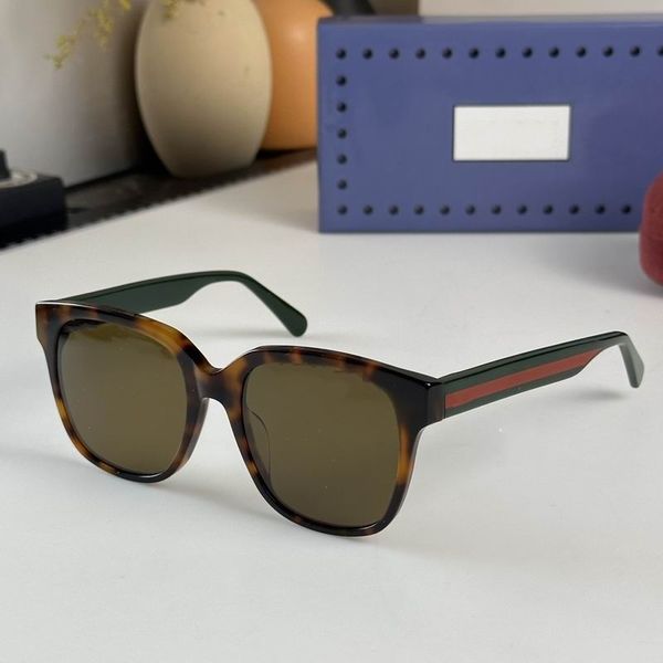 

2023 women men sunglasses black red strips leopard print midth plank full frame grey square glasses available with box, White;black