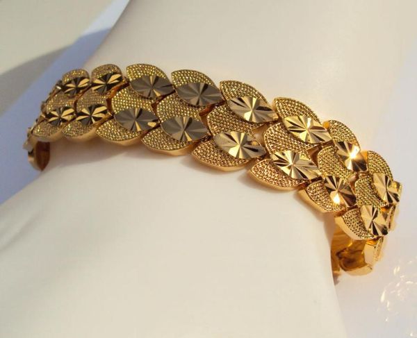 

eternal classics men039s women039s bracelet wide 23k 24k thai baht yellow gold gp bangle twin 79 inch7064541, Black