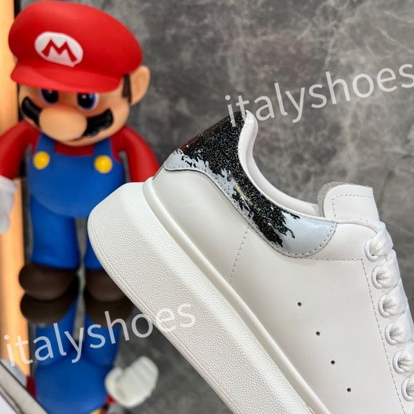 

new luxury designer calfskin casual shoes reflective vintage leather trainers fashion leisure shoe platform lace-up print sneaker xsd221135, Black