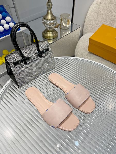 

2023 designer sandals women slipper men slides waterfront brown leather sandal womens high heels mens shoes with orange box 0709, Black