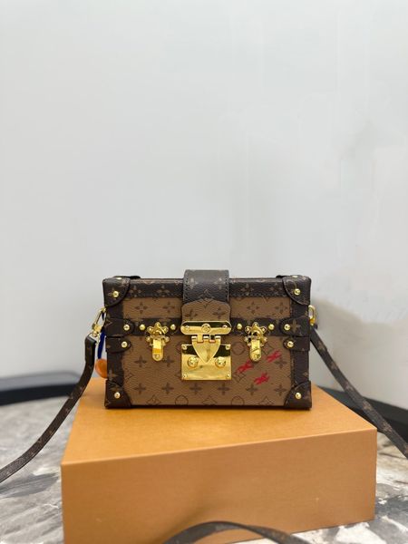 

trunk vintage mini soft luggage brown flower bag women's and men's designer makeup case handbag handbag handbag leather crossbodys