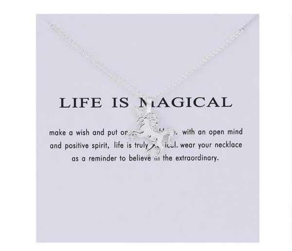 

new golden silver horse pendant necklace alloy chain chocker with card whole jewelry gift f sqcsyu queen666843883