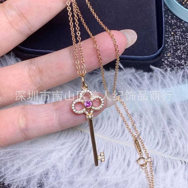 

designer new new key necklace women's 925 sterling silver plated 18k gold pendant tiffay high edition diamond jewelry