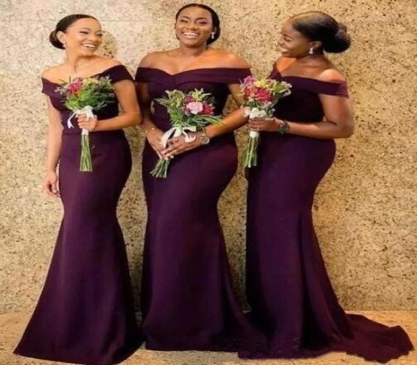 

2019 elegant off the shoulder satin long bridesmaid dresses ruched sweep train wedding guest maid of honor dres2856793, White;pink