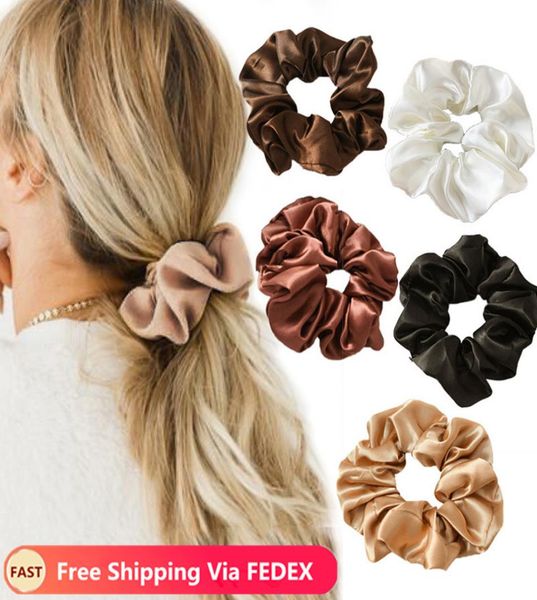

39 inch women silk scrunchie elastic handmade multicolor hair band ponytail holder headband accessories5386094