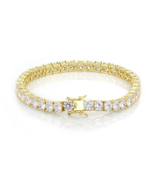 

3mm4mm5mm6mm tennis bracelet men and women bracelet zirconia triple lock hiphop jewelry cube1041763, Black