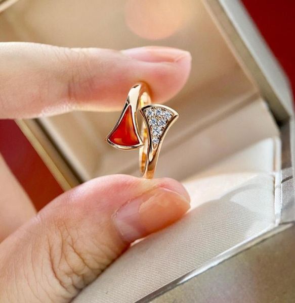 

s925 silver opened ring with white shell and red agate diamonds for women wedding jewelry have stamp gift box ps89107519258