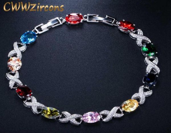 

classic silver color multicolored austrian crystal charm bracelet for wedding bridesmaid gift cz ladies jewelry cb079 2107147573633046006, Black