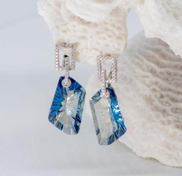 

dangle earrings gem039s ballet 925 sterling silver earring 4239ct natural iolite blue mystic quartz gemstone drop for women fi6660403