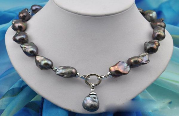 

buy pearl jewelry rare 18quot 25mm baroque black keshi reborn pearl necklace pendant9502961, Silver