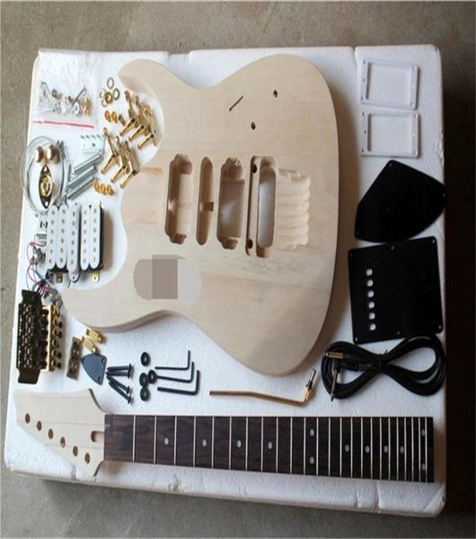 

factory electric semifinished guitar kitsdiy guitarno paintgold hardwaredouble rock bridgecan be changed5253267