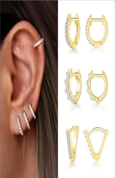 

minimal zircon micro earring female fashion titanium steel gold plated ear buckle cuff7131150, Silver
