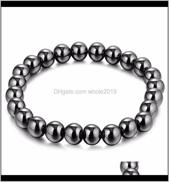 

beaded strands bracelets drop delivery 2021 black hematite 8mm ball bead magnetic therapy magnet stone bracelet relieve arthritis 5975633