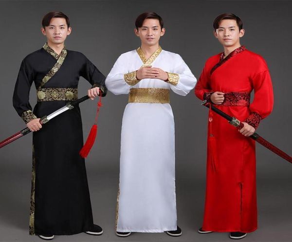 

mens hanfu traditional chinese clothing ancient hanfu men costume festival outfit stage performance clothing folk dance costumes7022059, Black;red