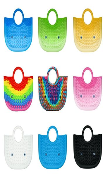 

silicone handbags large big size push bubble hand bag rubber tote kids novelty fidget toys sensory rainbow gradient finger p8783451, Black