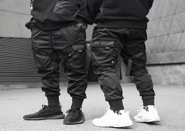 

godlikeu mens pants tactical cargo casual fashion skinny elastic waist harem jogging running trousers4523745, Black