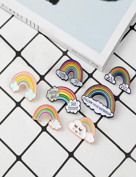 

cute enamel rainbow cloud brooch pins cartoon lapel pin for women men dress cosage fashion jewelry will and sandy9433524, Gray