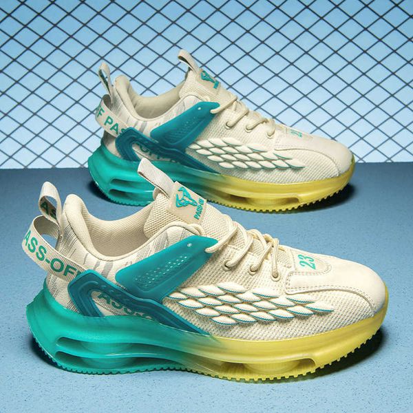 

2023 new mens designer sneakers breathable running trainers versatile youth shock absorbing mesh casual shoes black beige blue